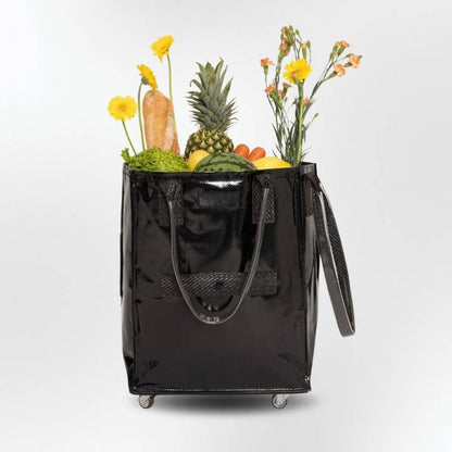 HK Rolling Tote Bag with Zip Top & Button Closure