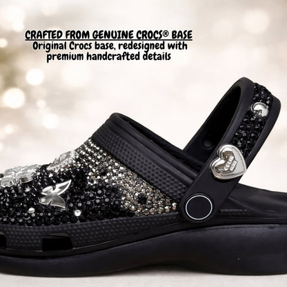 Cross Bloom Noir Crystal Clogs – Midnight Black