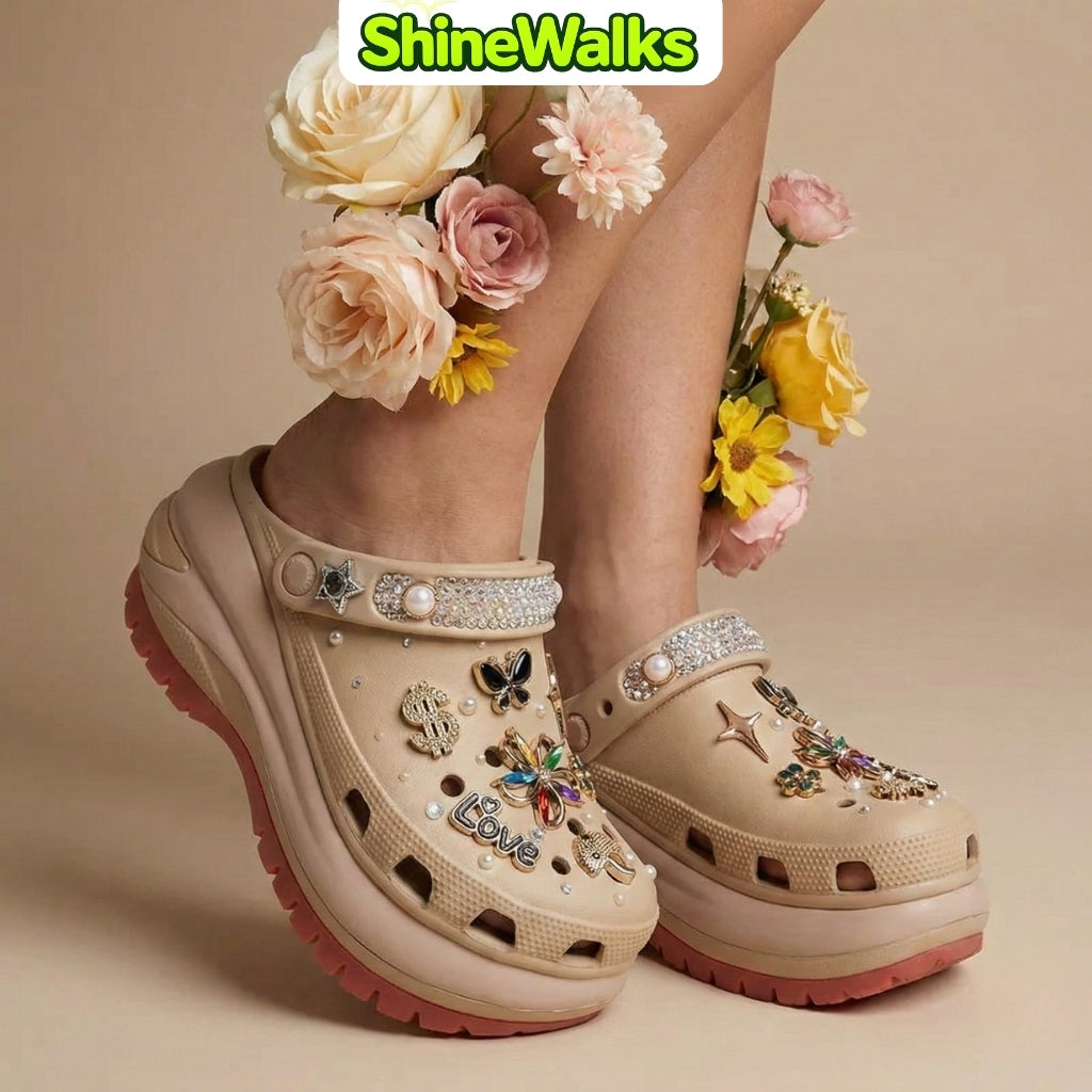 Soft Glow Charm Platform Clogs