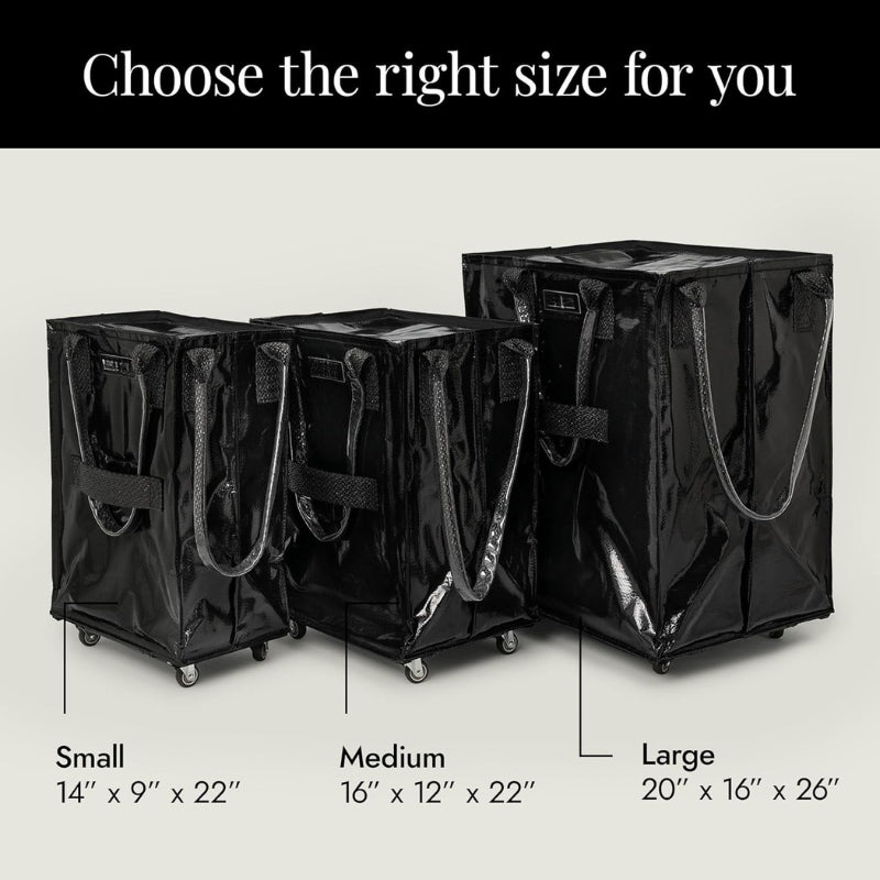HK Rolling Tote Bag with Zip Top & Button Closure